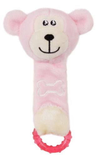 Pet Life Moo-Born' Plush Squeaky and Crinkle Newborn Rubber Teething Cat and Dog Toy